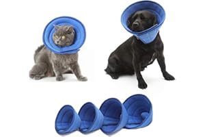HanryDong Blue Dog Elizabethan Collar, Cat Soft Recovery Cone, Quicker Healing Pet Comfy Adjustable E-Collar, Easy Eat, Sleep, Anti-Bite/Lick for Cat, Dog, Rabbit