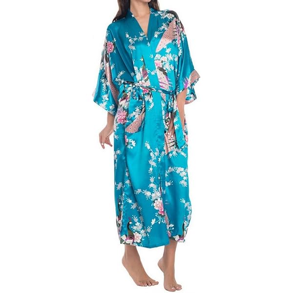 Kimono En Coton Floral Femme - Robe De Chambre Longue - Peignoir De Plage Ou De Maison
