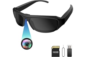 CYI Occhiali Fotocamera 1080P HD, FPV Action Camera Occhiali da Sole Spy con Micro SD 16GB, Registrazione a Loop 100 Minuti, Video e Foto, Occhiali Sportivi per Spionaggio e Sport