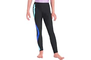Kaerm Pantalon de Sport Enfant Fille Pantalon de Danse Rayés Legging Patchwork Pantalon Long Patinage Artistique Gymnastique pour 5-16 Ans