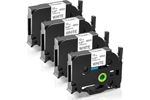 FIMAX TECH Fimax TZe-231 12mm 0.47 Nastro per Etichette Compatibile con Nastro Etichettatrice Brother P-touch Tze Tz231 laminated white Tape Cassetta 12mm per PT-H107 H105 H200 E110 H100R D210 1000 1010 1280