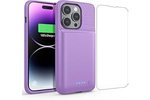 Feob Akkuhülle für iPhone 14 Pro,【2023 Neueste】7200mAh Smart Battery Case Zusatzakku Ladehülle Tragbare Akku Hülle Abnehmbare Handyhülle Akku Powerbank hülle Akku Case für iPhone 14 Pro[6,1 Zoll]-Lila