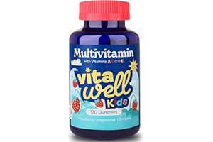 Vitawell Kids Multivitamin Gummies - 120 Natural Strawberry Flavour (4 Month Supply) | Chewable Kids Multivitamin Chews | Vitamin D3, A, E, C, B6, B12 | No Artificial Colours, Flavours, Preservatives