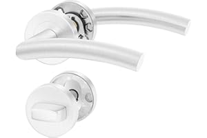 ERGO line OTTO Poignée de porte d'intérieur, acier inoxydable, pour les portes de salle de bains, paire de poignées de porte sur rosaces rondes, garnitures de porte, poignée
