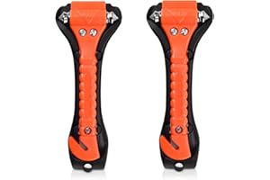‎NAVARIS Navaris 2X Nothammer Notfall Hammer mit Gurtschneider - Set für Auto Scheibe Glas Fenster Gurt - KFZ Notfallhammer - in Orange