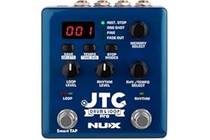 Nux NDL-5 JTC Pro Drum&Loop PRO, Pédale Looper à double interrupteur (capacité d'enregistrement de 6 heures, entrée USB Micro-B, qualité audio 24 bits, action à double interrupteur), Bleu