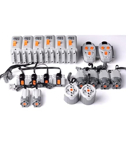 Scakbyer 11-delige motorset met powerfuncties, compatibel met Lego Technic Auto, inclusief app-dual-afstandsbediening, lithium-batterijbox, servomotor, 3 x L-motor, 2 x lichtset, 3 x 25 cm