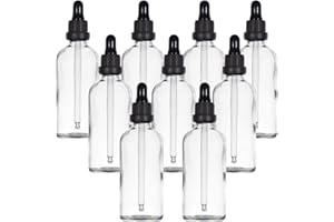 YIZHAO Flacon Compte Gouttes 100ml, Transparent Flacon Huile Essentielle Vide avec Pipette Verre, pour Huile Essentielle, Aromathérapie, Laboratoire, Massage, Cosmétique, Voyage - 9 Pcs