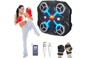 POCHY Smart Boxing Machine, 3 velocità Macchina Elettronica da Boxe Musicale montata a Parete con Guanto da Boxe e Effetti di Luce Ritmici per la Formazione Domestica e l'intrattenimento della Famiglia