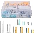 Elvyagod Self Tapping Screws and Ribbed Anchors Assortment Screws Kit, 200PCs Screws and Wall Plugs Set Screws Assortment Plastic Self Drilling Drywall Anchors Set for Hollow Wall Hanging or Blinds