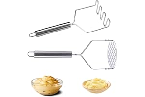 Fhioevt 2 Stück Kartoffelstampfer Edelstahl Kartoffel Stampfer Küche Potato Masher Gemüsestampfer Kartoffelpresse Lebensmittelstampfer Küchenhelfer für Kartoffelbrei Gemüse und Früchte