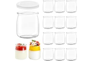 Pmueuff 200ml Joghurtgläser mit Deckel, 12 Stück Durchsichtige Dessertgläser Glas, DessertgläSer mit Deckel für Gelee, Honig, Mousse, Müsli, Desserts, Spülmaschinen-, Gefrierschrank- & Mikrowellenfest