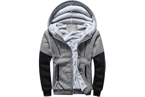 LEZUAN Felpa con Cappuccio Uomo Inverno Caldo Hoodie con Cerniera Integrale Felpe Uomo Manica Lunga Pullover Giacca di Spessore Cappotto in Pile Foderato