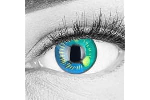 MERALENS Kolorowe jasnoniebieskie soczewki kontaktowe Anime Turkusowe Circle Lenses Heroes Of Cosplay Mocno kryjące, bez siły, z bezpłatnym pojemnikiem na soczewki