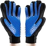 Pet Grooming Glove, [Upgraded Version] OMorc Gentle Deshedding Brush Glove - Efficient Pet Hair Remover Mitt - Massage Tool with Enhanced Five Finger Design - Perfect for Dogs &amp; Cats with Long &amp; Short Fur (1 Pair for Left and Right Hand)