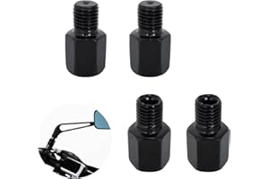 MIKIHAT 4 Pezzi Viti per Specchietto Moto, Adattatore per Specchietto Retrovisore Moto Scooter, Viti da M10 Filettatura Destra a M10 Filettatura Sinistra/Filettatura Destra