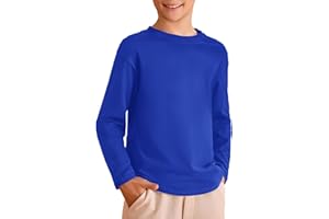 Haloumoning T-shirt à manches longues pour garçon - Col rond - Couleur unie - Basique - Pour les loisirs et le sport