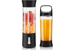 RAINPAL Przenośny blender o osobistym rozmiarze - 17Oz Mini Blender z ładowalnym 6 ostrzami USB Blender Cup | Shakes and Smoothies Blender podróżny Fresh Juice z pokrywką kubka | Do uprawiania sportów domowych na świeżym powietrzu. Podróż