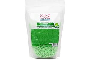 RESTASE | Cera Depilatoria in Perle Mojito 500 gr, Senza Strisce, con Resina Idrocarbonica, Adatta a Tutti i Tipi di Pelle per una Depilazione Fresca e Efficace