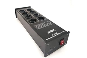 WAudio HiFi Netzfilter W-4000B, 8 Mehrfach Steckdosen mit Überspannungsschutz und Phasenlicht, Schwarz