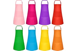 Morcheiong 8/12/24 Pack Adjustable Kids Apron Bulk with 2 Pockets Toddler Apron Kids Painting Aprons for Cooking Baking Paiting Boys Girls