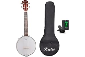 Kmise Banjo Ukulele 4 String Concert Banjos Sapele Aquila String Snowflake Dots with Bag and Tuner