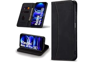 Leaisan Handyhülle für Xiaomi Redmi Note 12 Pro 5G Hülle Premium Leder Flip Klappbare Stoßfeste Magnetische [Standfunktion] [Kartenfächern] Schutzhülle für Redmi Note 12 Pro 5G Tasche - Schwarz