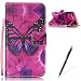 Produktbild Feeltech Apple iPhone 7 Plus 5.5 Zoll Hülle,Apple iPhone 7 Plus 5.5 Zoll Magnet Leder Wallet Cover,Elegant Soft PU Kartenfach Extra Dünn Tasche Bunte Relife-Muster [Stand Funktion] Karte Halterung Klapp hülle Flip Book Design Case Flexible TPU Ultra Slim Inner Bumper Tasche mit Landyard [Free Stylus] für Apple iPhone 7 Plus 5.5 Zoll - Roter Schmetterling