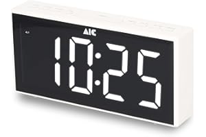 ICA AIC - Radio digitale da cucina con grande schermo, orologio da cucina, radio FM, sveglia, orologio digitale doppio allarme, schermo a LED dimmerabile a 5 livelli, senza ticchettio, bianco