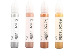 Scentoria 4 Stück Wachsstifte für Kerzen, Kerzen Bemalen Set 4x30 ml Kerzenstifte, Keramik Bemalen Set, Kerzen Selber Machen Set, Candle Pen, Kerzenstifte zum Verzieren （Perlglanz）