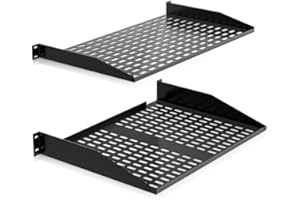 Pyle Étagères Rack Serveur 1U+2U, Plateau Cantilever Ventilé Universel, Montage en porte-à-faux, Étagère pour Armoire 19", Tablette pour Serveur, Universel Rack d'Équipement, Noir