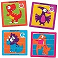 Baker Ross AX611 Dinosaur Sliding Puzzles - Pack of 6, Entertainment For Kids Party Bags, Favours and Small Toys for Children