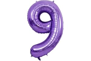 UNISUN Purple 9 Balloons 40 Inch Large Foil Number 9 Balloons Purple Big Helium Balloon Birthday Foil Balloon Party Decorations Supplies (Purple Number 9）