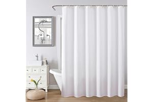 HUIBOHOU Shower Curtain for Bathroom Anti Mould and Mildew Resistant,100% PEVA Waterproof 180 x 180 cm (71 x 71 Inch),Includes 12 Pcs Curtain Hooks,White