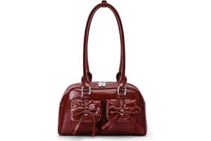 HICARRY Handtasche Damen PU Leder Schultertasche Y2K Shoulder Bag Women Tote Purse Kleine Handtaschen mit Bogen Cute Ita Bag Japanische Ästhetische Tasche Geldbörse