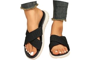 HANRAZ Orthopaedic Sandals, Women's Open Toe Slip-Ins, Flat Flip Flops, Slippers with Soft Footbed, Wide Feet, Summer Comfortable Slippers Sandals - Yoga Beach Size 36-43