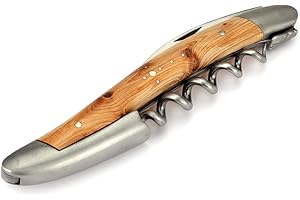 Forge de Laguiole Waiter's Knife Sommelier Cutlery with Juniper Handle Matte Stainless Steel