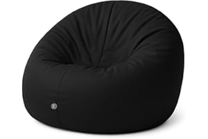 ‎PATCH HOME PATCH HOME 2 in 1 Funktion Sitzsack Sessel Bean Bag Sitzsäcke Gaming mit Reißverschluss bereits befüllt - Ø 100cm - Schwarz