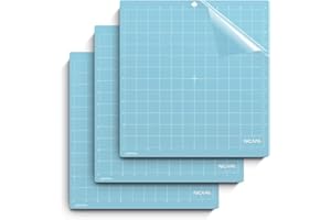 Nicapa Schneidematte für Silhouette Cameo 4/3/2/1 (Light-Grip,12x12 Zoll 3er-Pack) Klebstoff & Klebrig Rutschfest Flexibles Quadrat Gitternetz Blau Schnittmatten Ersatzzubehör Set Matten Vinyl Craft