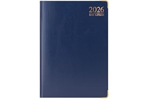 1ABOVE 2026 A4 Diary Day to Page Premium Daily Planner, Hardback with Gilt Edges & Metal Corners for Office, School & Home Use (Blue)