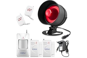 TOWODE Allarme Casa Senza Fili, Sistemi di Allarme Domestico 115 dB con 2 Allarme Porta 1 Sensore Movimento 2 Telecomandi 1 Sireno, Ring Alarm Antifurto Casa per Garage,Magazzino