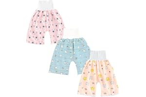 DUDUFUN 2/3 Piece Baby Kids Toddler Training Pants Trainer Pants Diaper Skirt Potty Training for Boys Girls Waterproof Absorbent Trainer Pants 0-10 years