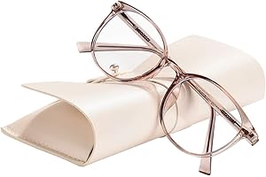 ‎FONHCOO FONHCOO Blaulichtfilter Brille Damen TR90 Blaulichtbrille ohne Sehstärke, Superleichte Anti-Müdigkeit Computerbrille Gaming Schutzbrille (Durchsichtig Hellbraun)