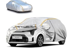 FCFEWLSDE Funda Coche Impermeable para KIA Picanto(2016-2023) Funda para Coche Exterior,Transpirable con Cremalleras en Las Puertas y Correas para tormentas