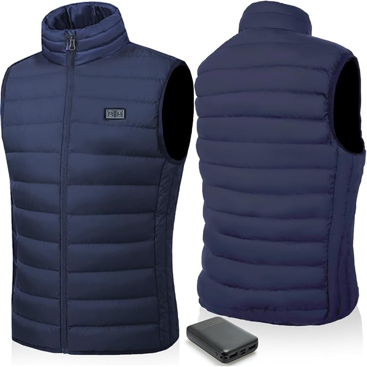 Gilet Chauffant électrique Avec Batterie Incluse - 13 Zones Chauffantes, 3 Températures Réglables, Pour Homme