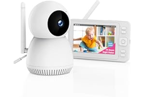 CAMWORLD Baby Monitor with Camera and Night Vision, 5'' Display with 8-Hour Battery 1080P Baby Camera Monitor, Pan-Tilt-Zoom Video Baby Monitor No WiFi, 2-Way Talk, Temperature, 8 Lullabies and 1000ft Range