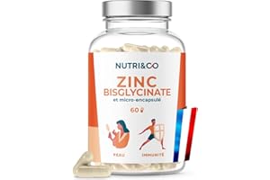NUTRI & CO Zinc Bisglycinate Breveté TRAACS® + Sélénium - Haute Absorption 100% des AR en 1 gélule - Complément Alimentaire Immunité Peau Cheveux Fertilité - 60 gélules - Fabriqué en France