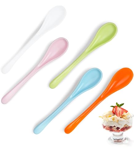 10 Cuillères Longues En Mélamine 18,5 Cm - Colorées, Réutilisables, Résistantes, Pour Café, Yaourt, Glace, œufs