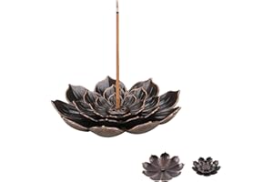 FYCHUO Lotus Incense Holder for Sticks, 3.46 Inch Brass Incense Burner for Stick Cone & Coil, Lotus Incense Stick Holders with Detachable Ash Catcher for Yoga Room Home Fragrance Decor
