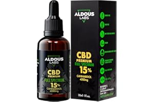 ALDOUS LABS Auténtico Aceite CBD Oil 15% - Full Spectrum - 30ml - 4500mg de Cannabidiol - Aceite de Cáñamo Bio enriquecido con 15% CBD - 1200 gotas Aceite CBD - Hemp Oil - Espectro Completo